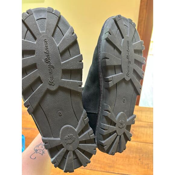 Womens Tommy Bahama Black Fuzzy Winter Fashion Nice Tread Boots Size 8 - Picture 7 of 12